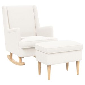 vidaXL Sessel mit Fu&szlig;hocker 2 stk. Creme Boucl&eacute;