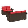vidaXL Gartensofa-set 6 Stk. Beige und Rot Poly-Rattan