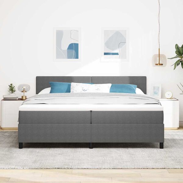 vidaXL Boxspringbett Hellgrau und Weiß 203 x 200 x 88 cm Cordstoff