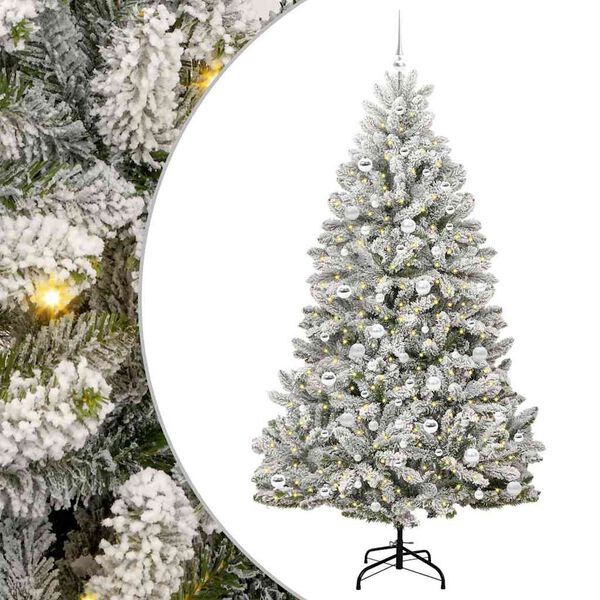 vidaXL K&uuml;nstlicher Weihnachtsbaum Gr&uuml;n und Wei&szlig; 210 cm PVC und Metall