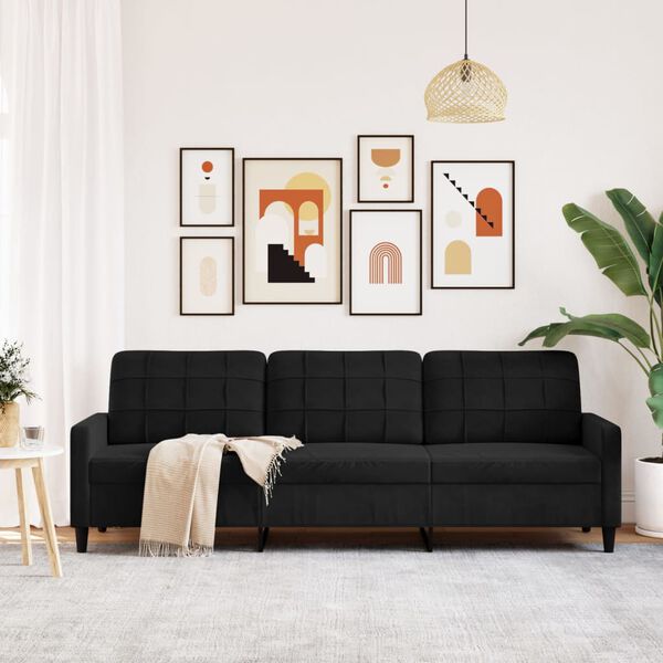 vidaXL 3-Sitzer-Sofa Schwarz 210 cm Samt