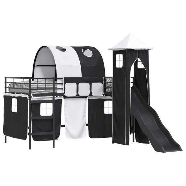 vidaXL Kinderloftbett Schwarz 99,5 x 200 cm Metall