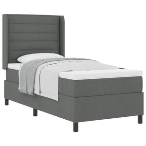 vidaXL Boxspringbett mit Kissen Dunkelgrau 190 x 90 cm Stoff
