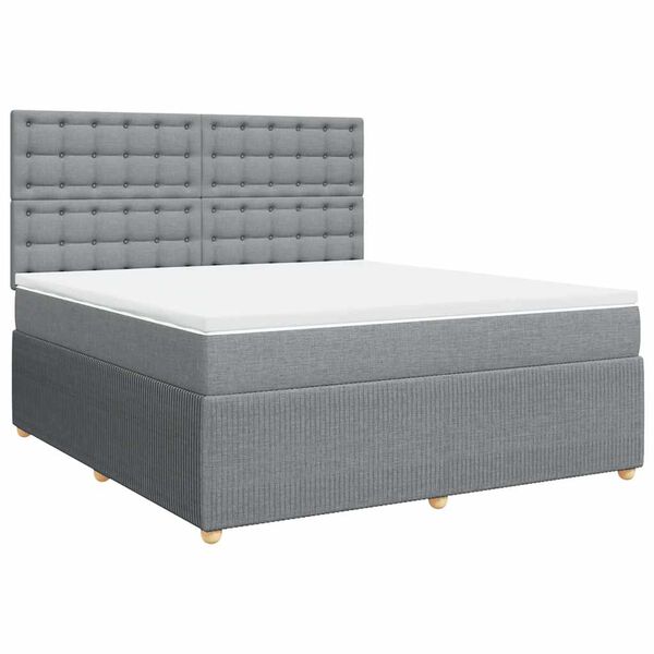 vidaXL Boxspringbett mit Matratze Hellgrau 180x200 cm Stoff