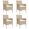 vidaXL 5-tlg. Garten-Bistro-Set mit Kissen Beige Poly Rattan