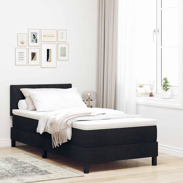 vidaXL Boxspringbett mit Matratze Schwarz 90 x 190 cm Stoff