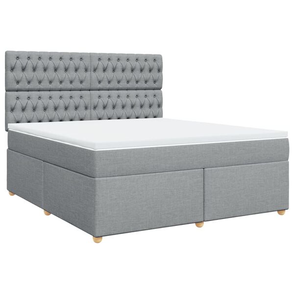 vidaXL Boxspringbett mit Matratze Hellgrau 180x200 cm Stoff