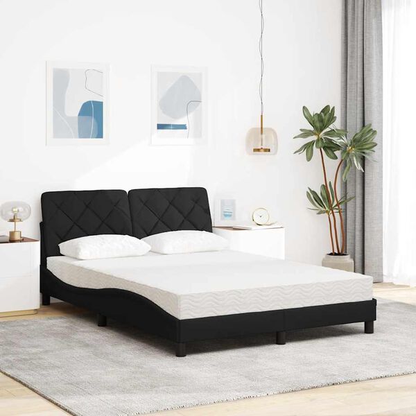 vidaXL Bett mit Matratze Schwarz 140x200 cm Stoff