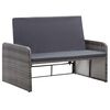 vidaXL 2-tlg. Garten-Lounge-Set mit Auflagen Poly Rattan Grau