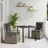vidaXL Garten Essgruppe 3 pcs Grau Poly-Rattan