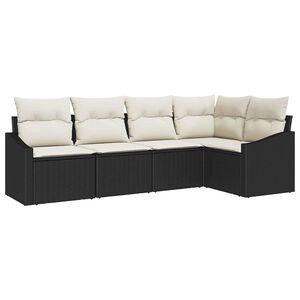 vidaXL Gartensofa-set 5 Stk. Schwarz und Wei&szlig; Poly-Rattan