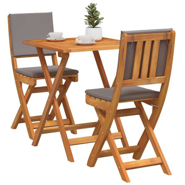 vidaXL Bistrogarnitur mit Kissen 3 pcs &Ouml;l-Natur Massivholz Akazie