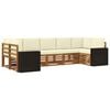 vidaXL Outdoor-Sofagarnitur 7 stk. Natur und Creme Polyester