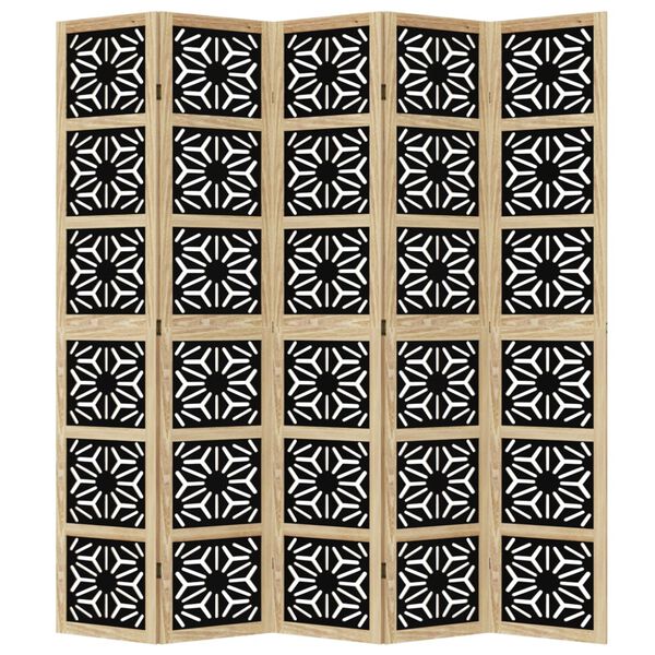 vidaXL 5-tlg. Raumteiler Braun und Schwarz Massivholz Paulownia