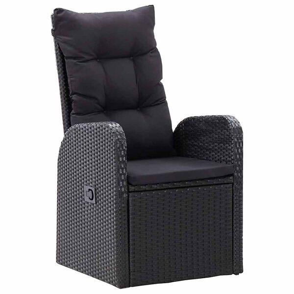 vidaXL 7-tlg. Garten-Essgruppe mit Kissen Schwarz Poly Rattan