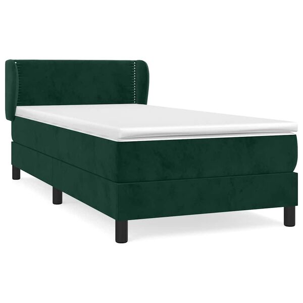 vidaXL Boxspringbett mit Matratze Dunkelgr&uuml;n 100x200 cm Samt