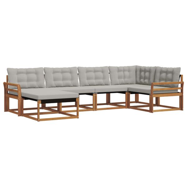 vidaXL Outdoor-Sofagarnitur mit Kissen 6 pcs Nat&uuml;rlich und Hellgrau