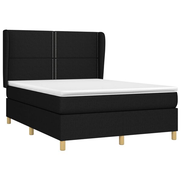 vidaXL Boxspringbett mit Matratze Schwarz 140x190 cm Stoff