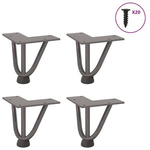vidaXL Haarnadelbeine f&uuml;r Couchtisch 4 Stk. Naturstahl 10 cm Massivstahl