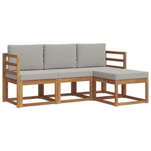 vidaXL Outdoor-Sofagarnitur mit Kissen 4 pcs Nat&uuml;rlich und Hellgrau