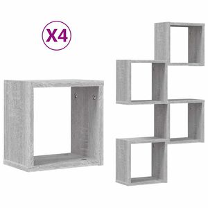 vidaXL Wandregale 4 pcs Graues Sonoma 26 x 15 x 26 cm Holzwerkstoff