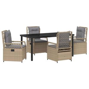 vidaXL Garten Essgruppe 5 pcs Beige und Hellgrau Poly-Rattan