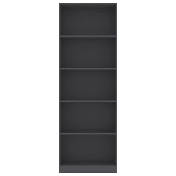 vidaXL B&uuml;cherregal 5 F&auml;cher Grau 60x24x175 cm Holzwerkstoff