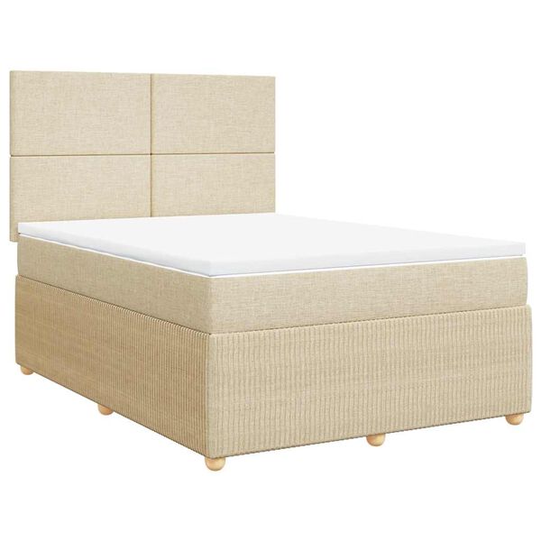 vidaXL Boxspringbett mit Matratze Creme 140x200 cm Stoff
