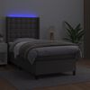 vidaXL Boxspringbett mit Matratze & LED Grau 100x200 cm Kunstleder