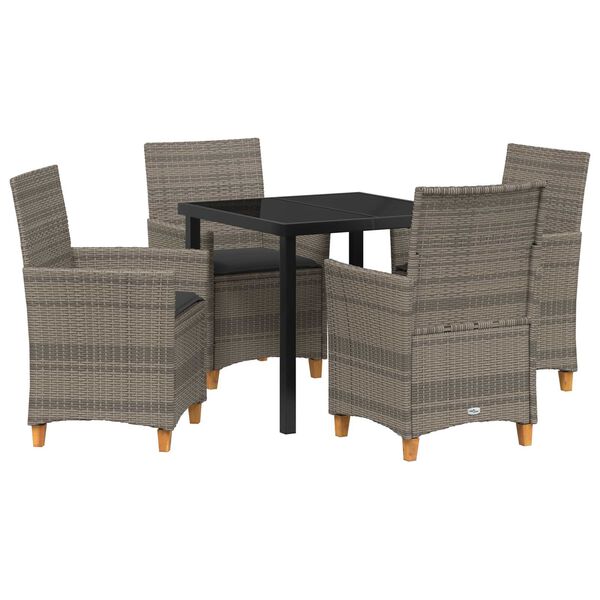 vidaXL Garten Essgruppe 5 pcs Grau Poly-Rattan