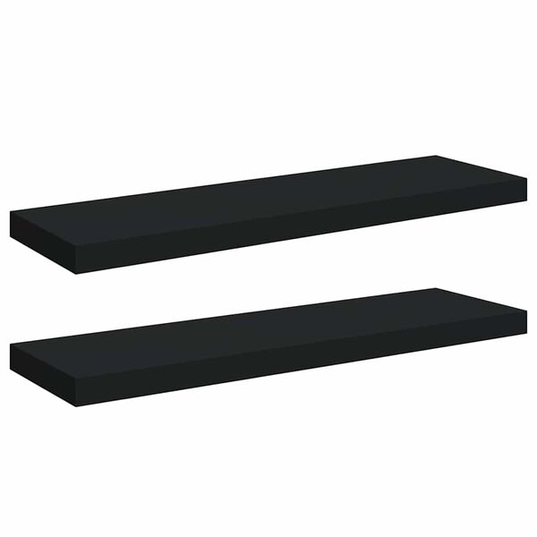 vidaXL Schweberegale 2 Stk. Schwarz 80x23,5x3,8 cm MDF