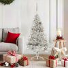 vidaXL K&uuml;nstlicher vorbeleuchteter Weihnachtsbaum Silber 150 cm PET