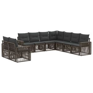 vidaXL Gartensofa-set 9 stk. 9-Sitzer Grau und Dunkelgrau Poly-Rattan