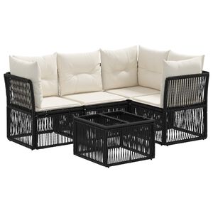 vidaXL Gartensofa-set 5 pcs Schwarz Poly-Rattan