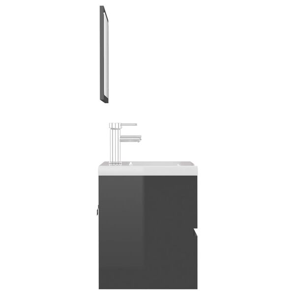 vidaXL Badmöbel-Set Hochglanz-Grau Holzwerkstoff