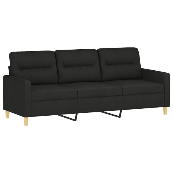 vidaXL 3-Sitzer-Sofa Schwarz 180 cm Stoff