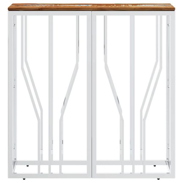 vidaXL Konsolentisch Silbern Edelstahl und Altholz Massiv