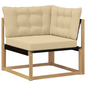 vidaXL Outdoor Ecksofa Massives Akazienholz und Textilene Wei&szlig;