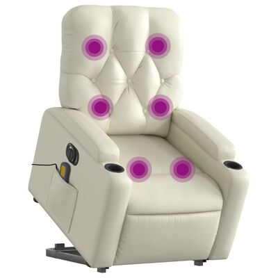 vidaXL Massagesessel mit Aufstehhilfe Elektrisch Creme Kunstleder