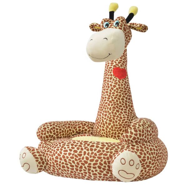 vidaXL Pl&uuml;sch-Kindersessel Giraffe Braun
