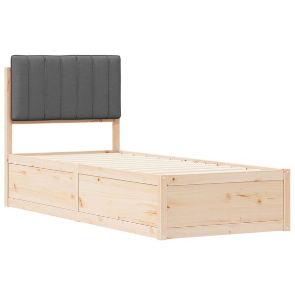 vidaXL Bettgestell mit gepolstertem Kopfteil Dunkelgrau 75 x 190 cm