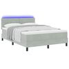 vidaXL LED Boxspringbett mit Matratze Hellgrau 160 x 200 cm Samt