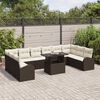 vidaXL Gartensofa-set mit Kissen mit Speicher 11 pcs Braun Poly Rattan