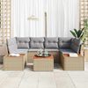 vidaXL Garten-Sofa-Set mit Kissen mit Speicher 6 pcs Beige Poly Rattan