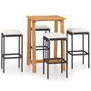 vidaXL 5-tlg. Gartenbar-Set mit Kissen Schwarz