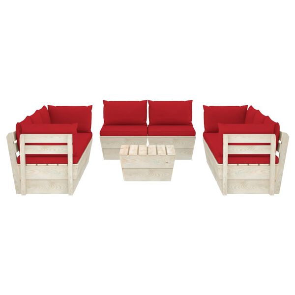 vidaXL 9-tlg. Garten-Sofagarnitur aus Paletten mit Kissen Fichtenholz
