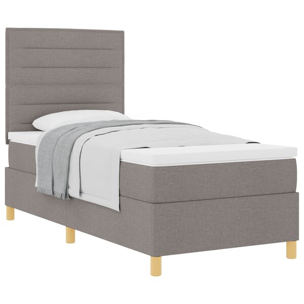 vidaXL Boxspringbett mit Matratze mit Kopfteil Taupe 90 x 200 cm Stoff