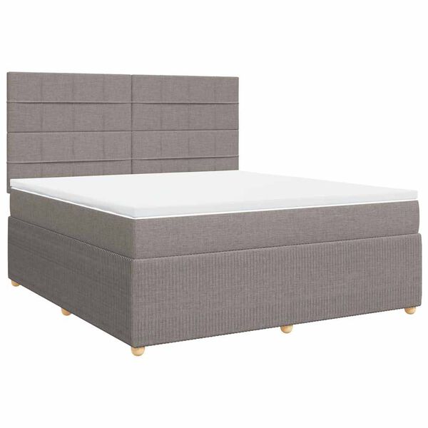 vidaXL Boxspringbett mit Matratze Taupe 180x200 cm Stoff