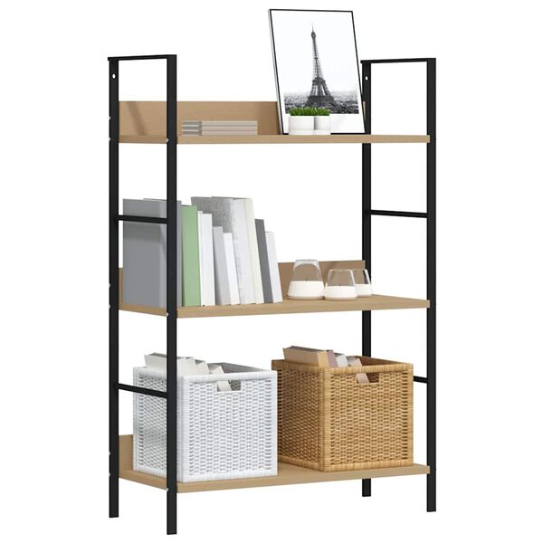 vidaXL B&uuml;cherregal 3 Regalb&ouml;den Eiche 60&times;27,6&times;90,5 cm Holzwerkstoff