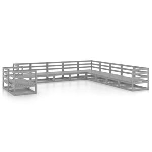 vidaXL 11-tlg. Garten-Lounge-Set Grau Kiefer Massivholz